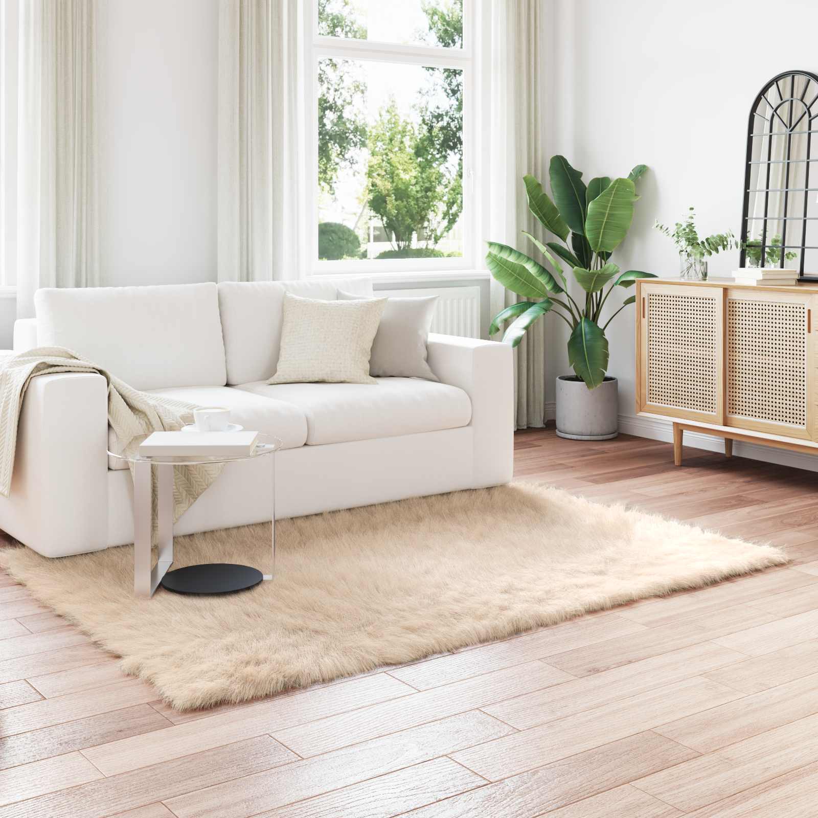 vidaXL Faux Sheepskin Rug TAFALLA Beige 160 x 230 cm Polyester 1