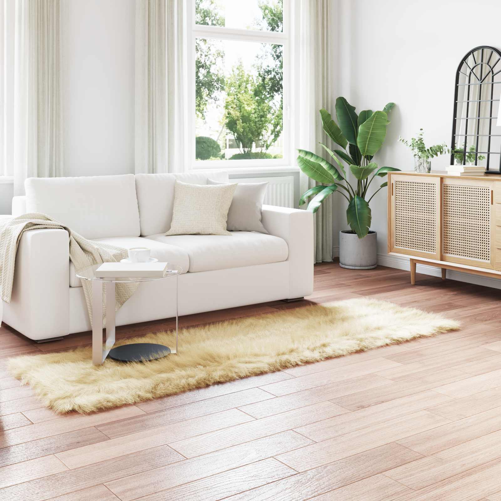 vidaXL Faux Sheepskin Rug TAFALLA Cream 80 x 250 cm Polyester 1
