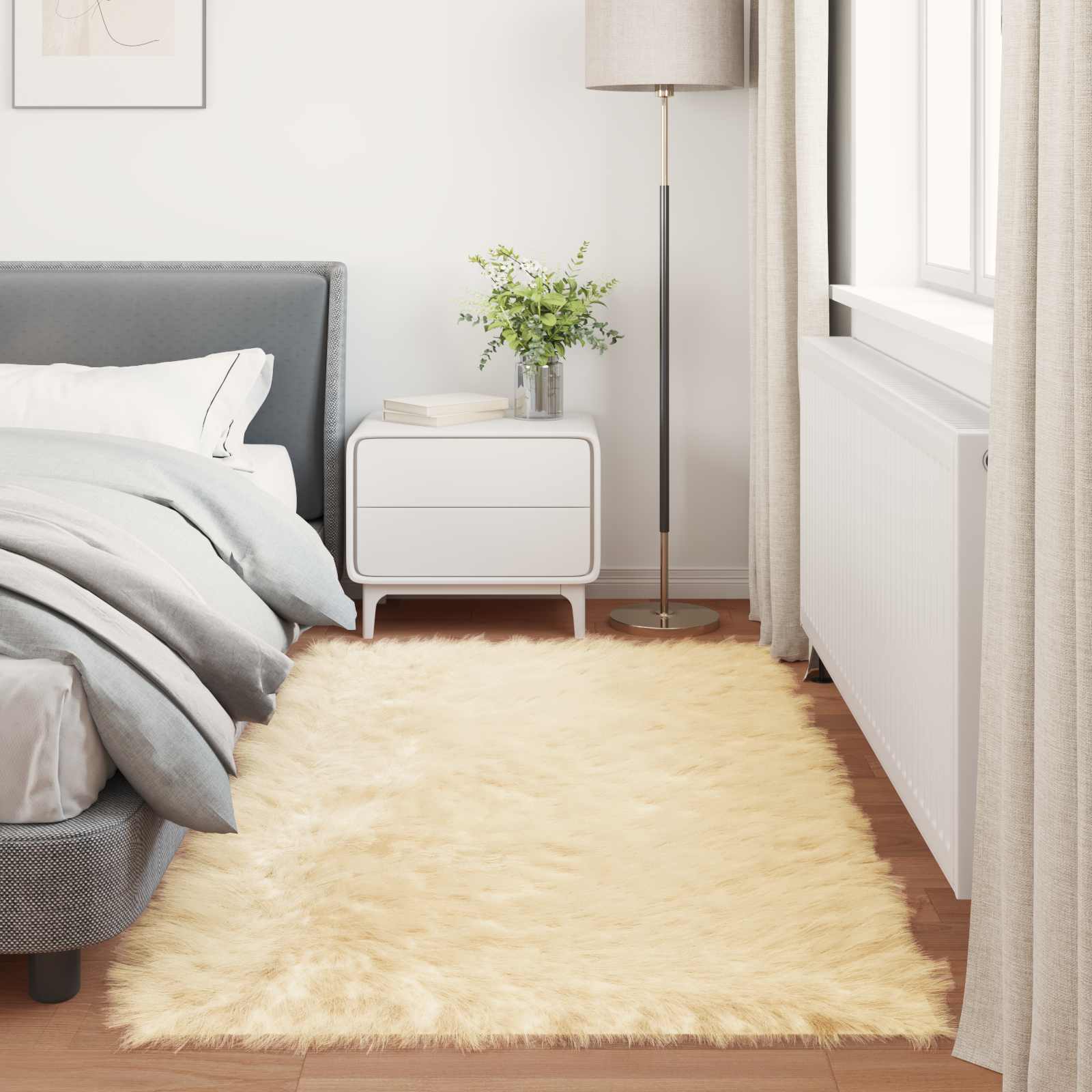 vidaXL Faux Sheepskin Rug TAFALLA Cream 100 x 200 cm Polyester 4
