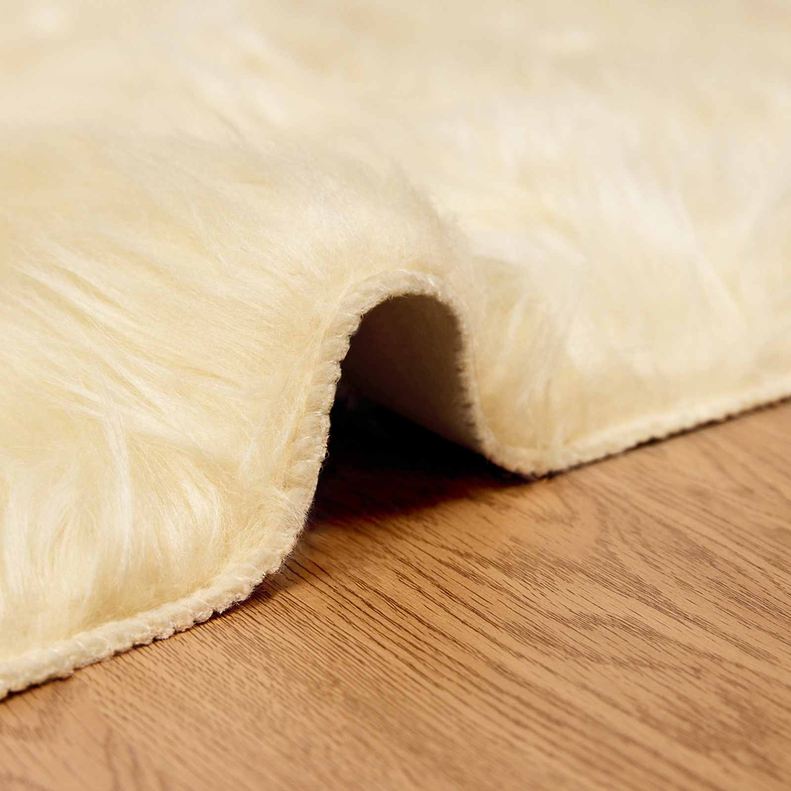vidaXL Faux Sheepskin Rug TAFALLA Cream 200 x 200 cm Polyester 5