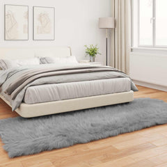 vidaXL Faux Sheepskin Rug TAFALLA Grey 80 x 250 cm Polyester 4