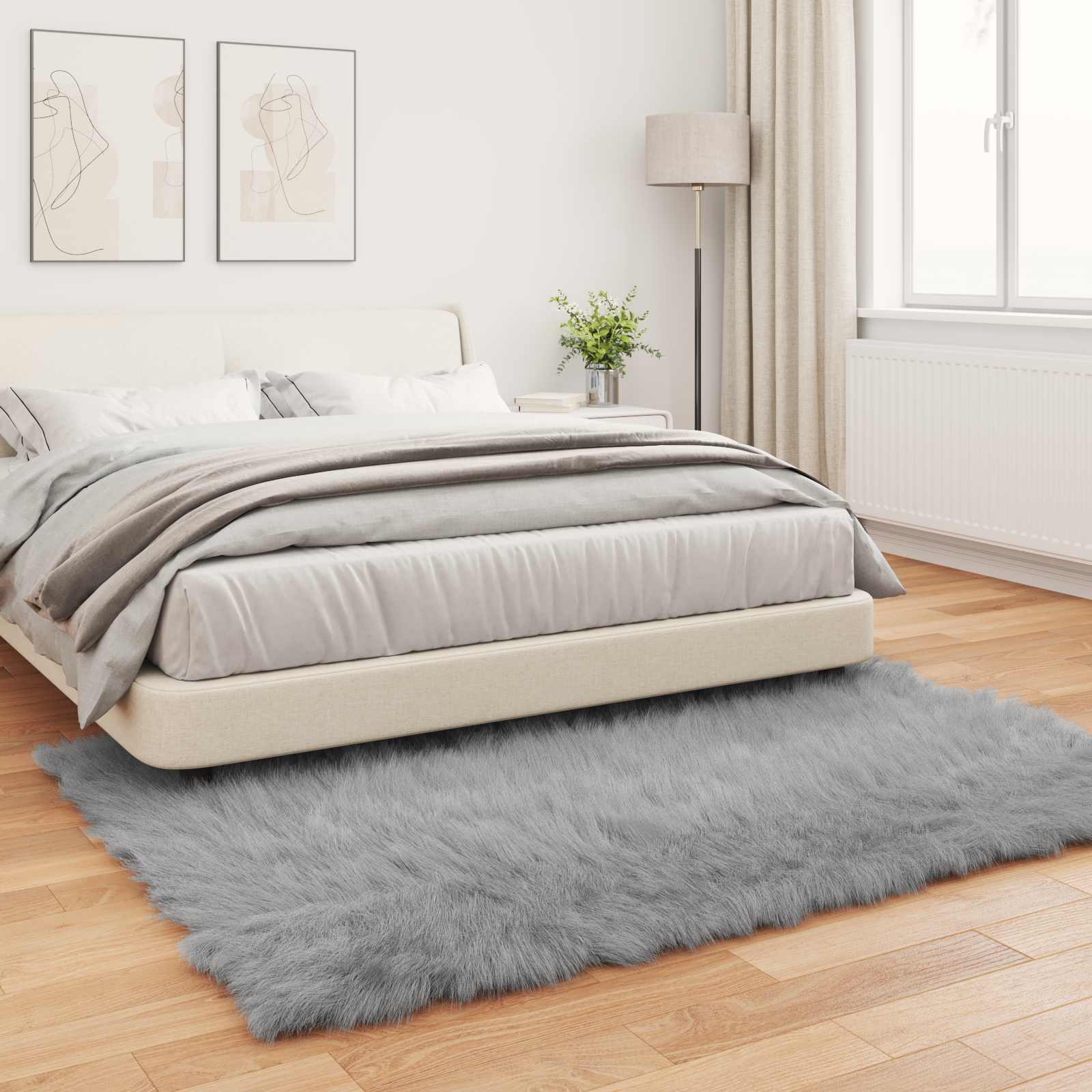 vidaXL Faux Sheepskin Rug TAFALLA Grey 120 x 170 cm Polyester 4
