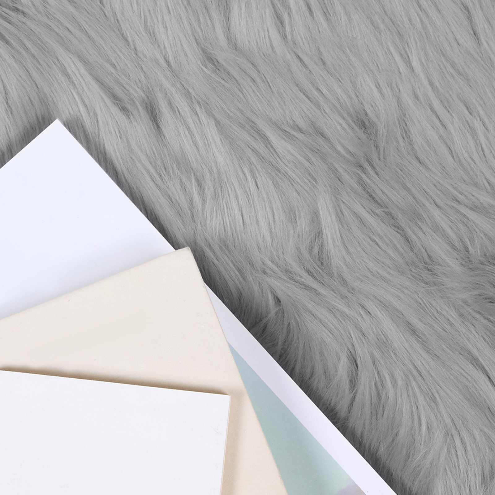 vidaXL Faux Sheepskin Rug TAFALLA Grey Ø 200 cm Polyester 3