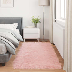 vidaXL Faux Sheepskin Rug TAFALLA Pink 100 x 200 cm Polyester 4