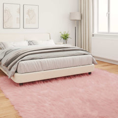 vidaXL Faux Sheepskin Rug TAFALLA Pink 200 x 200 cm Polyester 4