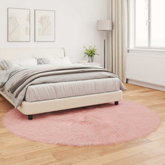 vidaXL Faux Sheepskin Rug TAFALLA Pink Ø 200 cm Polyester 4