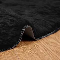 vidaXL Faux Sheepskin Rug TAFALLA Black Ø 200 cm Polyester 6