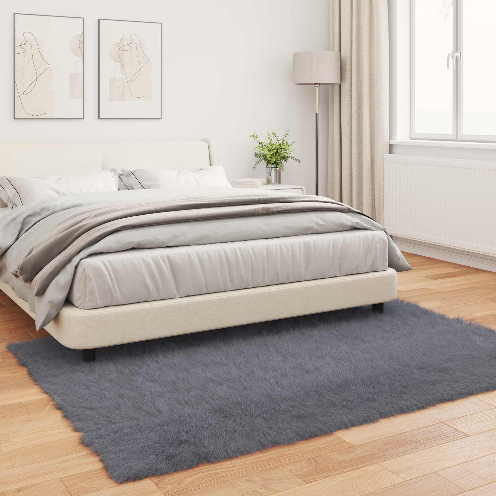 vidaXL Faux Sheepskin Rug TAFALLA Anthracite 160 x 230 cm Polyester 4