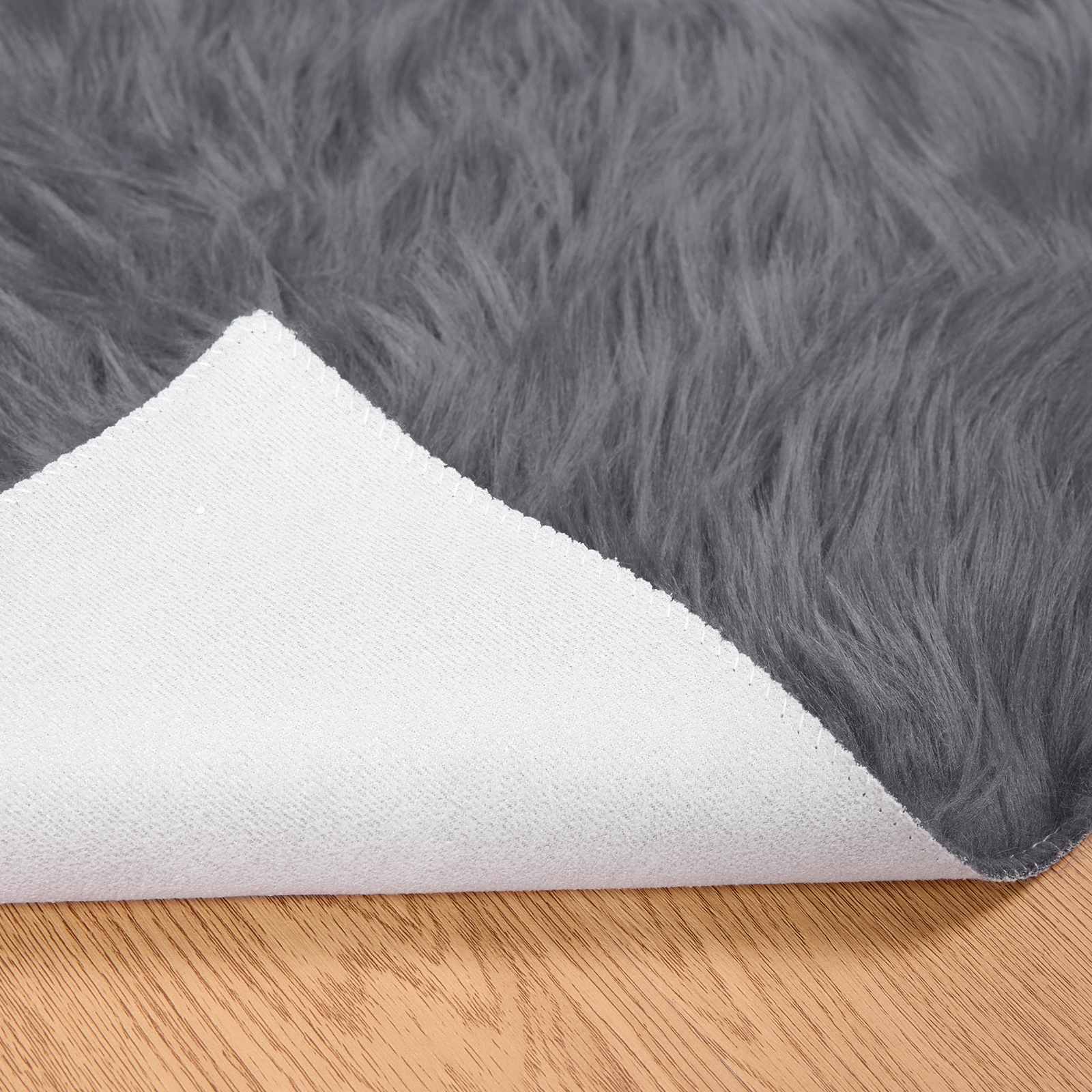 vidaXL Faux Sheepskin Rug TAFALLA Anthracite 200 x 200 cm Polyester 6