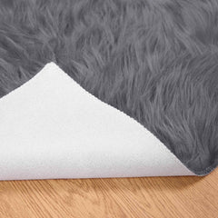 vidaXL Faux Sheepskin Rug TAFALLA Anthracite 200 x 200 cm Polyester 6