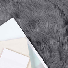 vidaXL Faux Sheepskin Rug TAFALLA Anthracite 200 x 200 cm Polyester 3