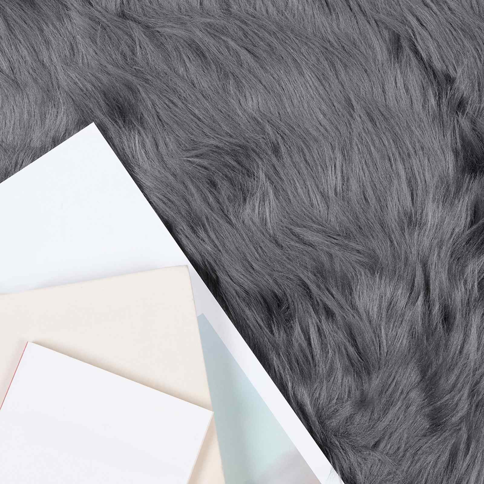 vidaXL Faux Sheepskin Rug TAFALLA Anthracite Ø 200 cm Polyester 3