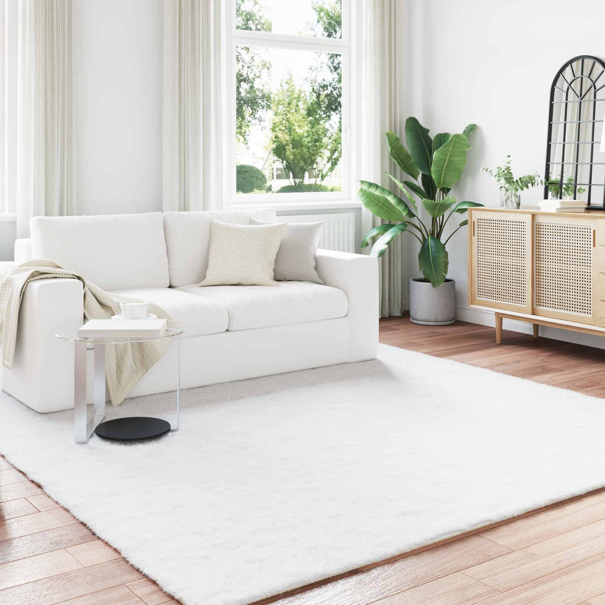 vidaXL Anti-Slip Faux Rabbit Fur Rug OLITE White