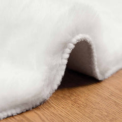 vidaXL Anti-Slip Faux Rabbit Fur Rug OLITE White Ø 200 cm Polyester 5