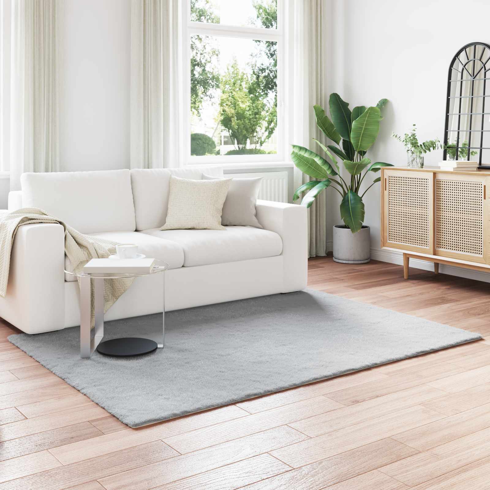 vidaXL Anti-Slip Faux Rabbit Fur Rug OLITE Grey 120 x 170 cm Polyester 1