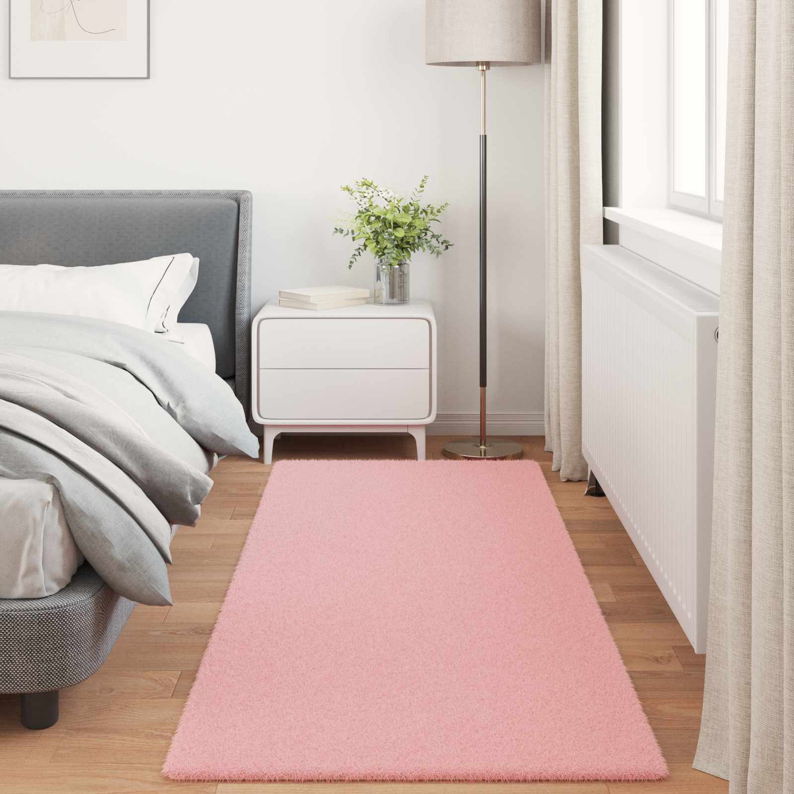 vidaXL Anti-Slip Faux Rabbit Fur Rug OLITE Pink 100 x 200 cm Polyester 4