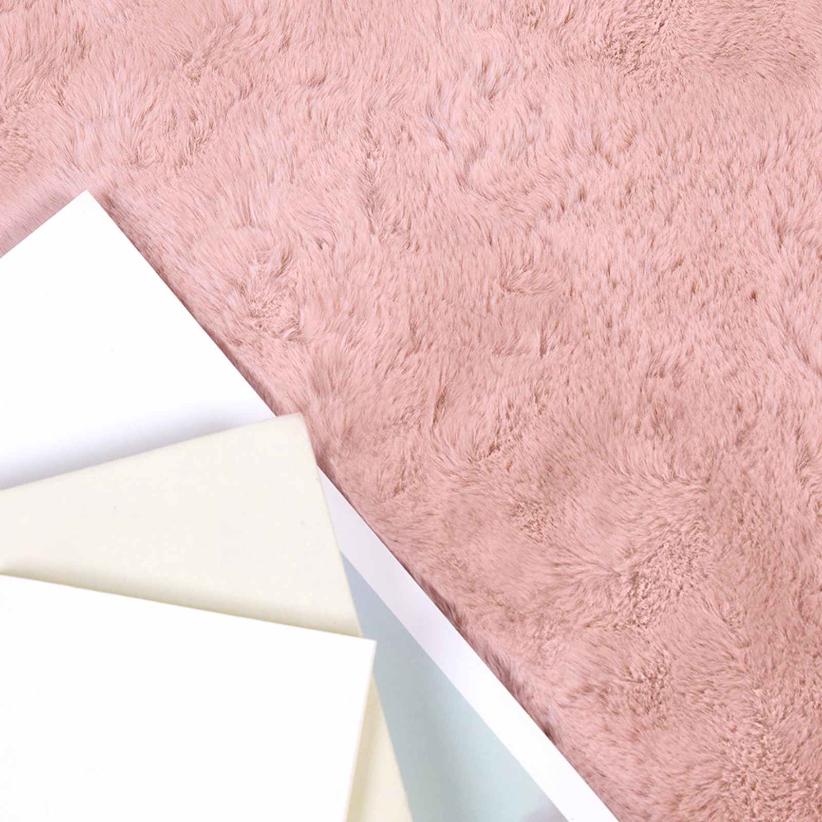 vidaXL Anti-Slip Faux Rabbit Fur Rug OLITE Pink 200 x 200 cm Polyester 3