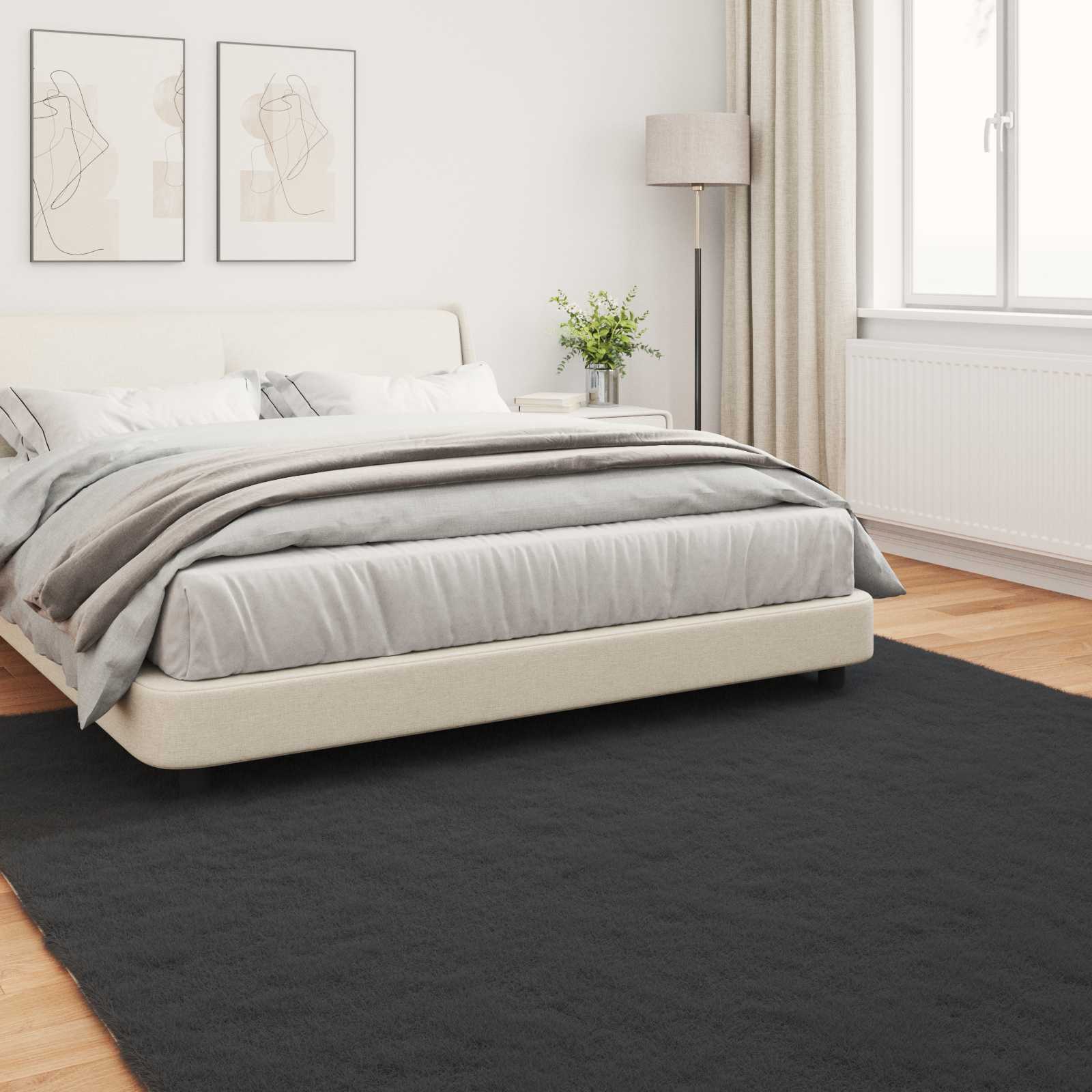 vidaXL Anti-Slip Faux Rabbit Fur Rug OLITE Black 200 x 200 cm 4