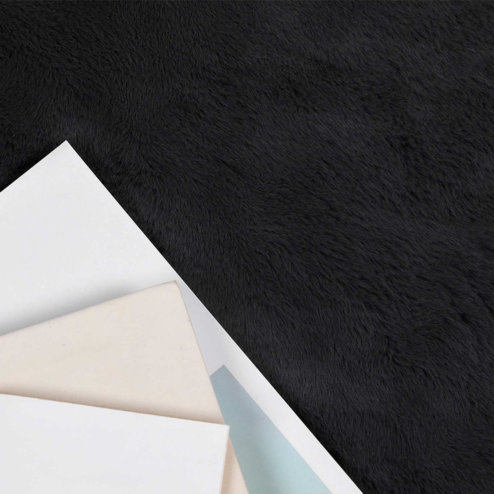vidaXL Anti-Slip Faux Rabbit Fur Rug OLITE Black 200 x 200 cm 3