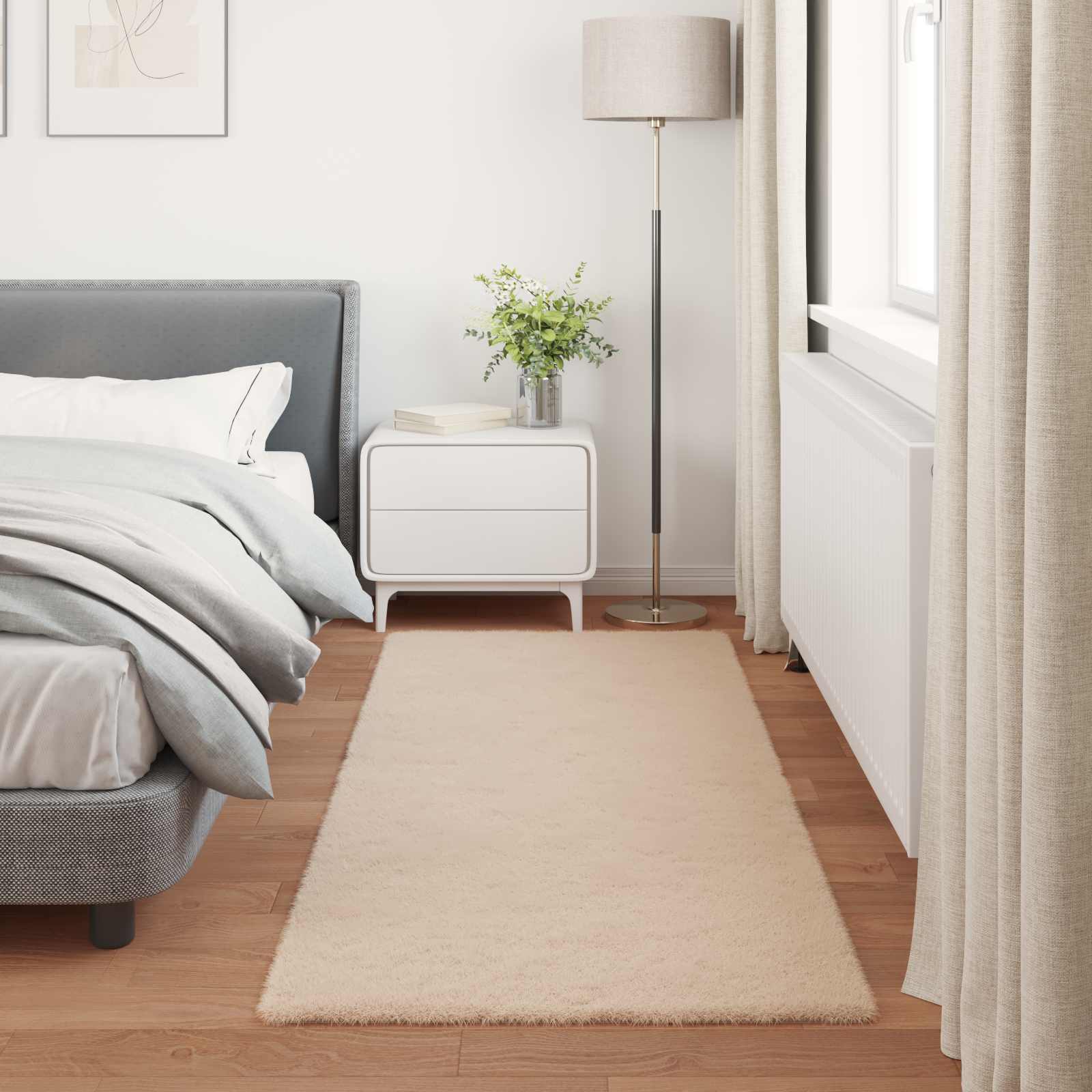 vidaXL Anti-Slip Faux Rabbit Fur Rug OLITE Taupe 100 x 200 cm 4