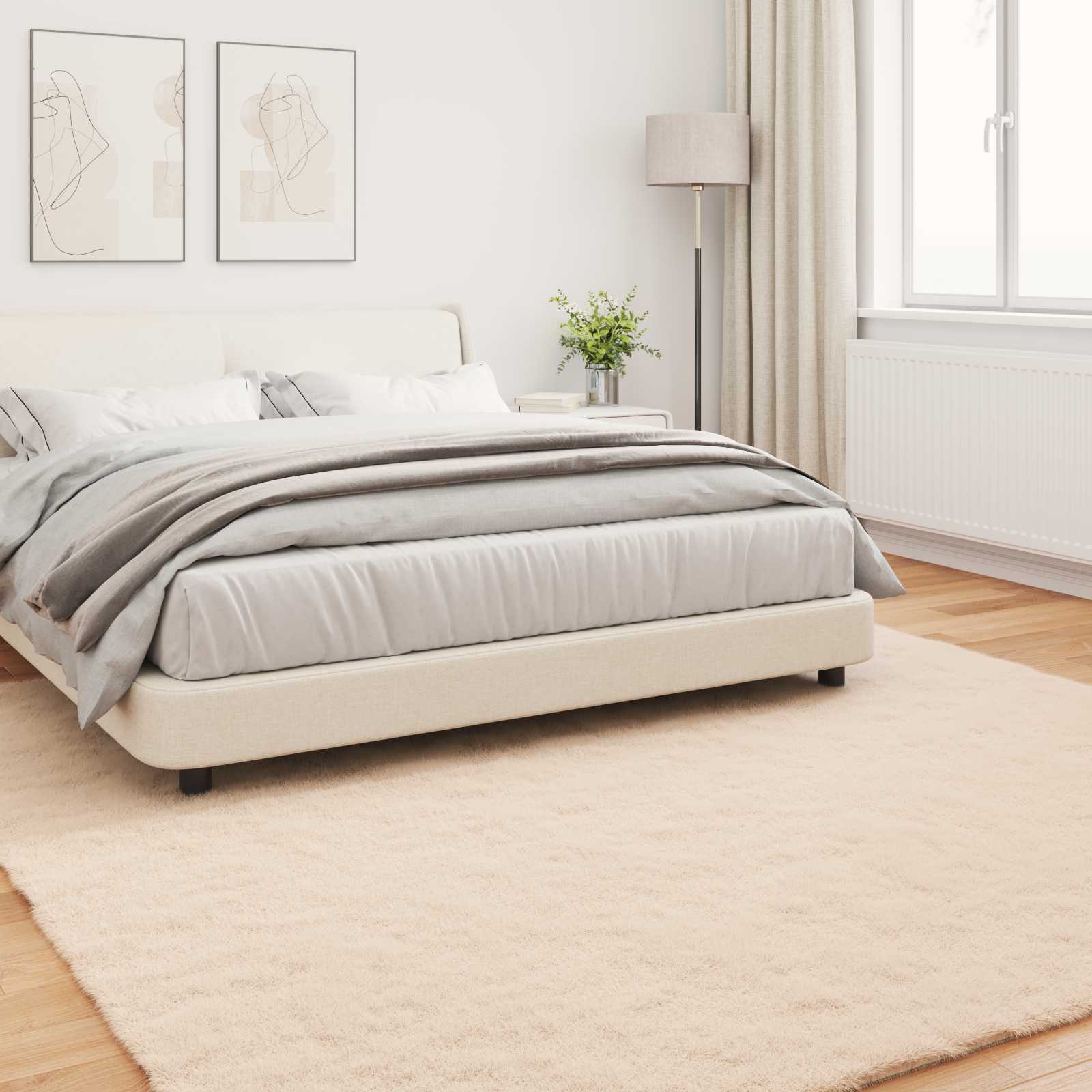 vidaXL Anti-Slip Faux Rabbit Fur Rug OLITE Taupe 200 x 200 cm 4