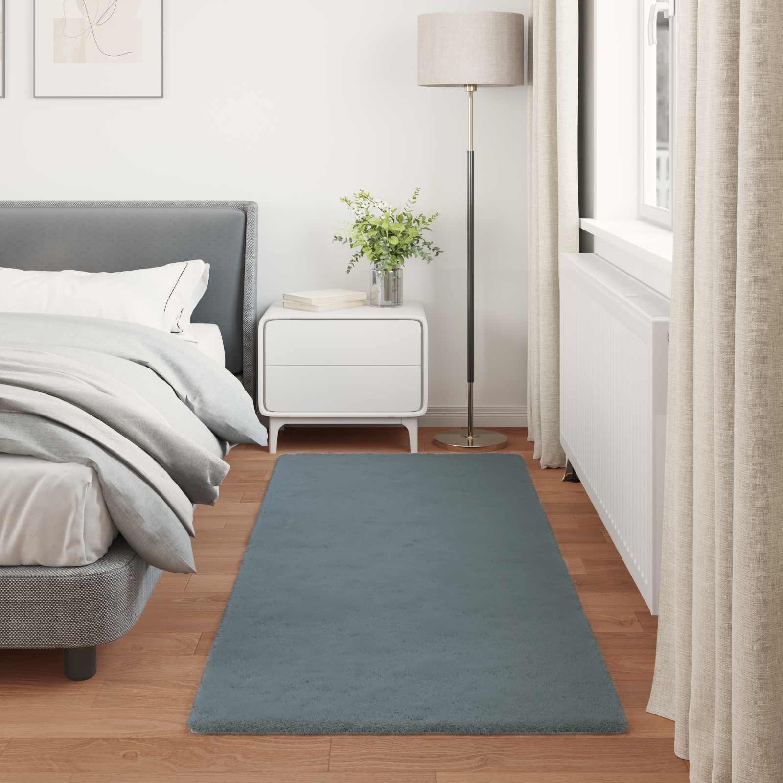 vidaXL Anti-Slip Faux Rabbit Fur Rug OLITE Anthracite 100 x 200 cm 4