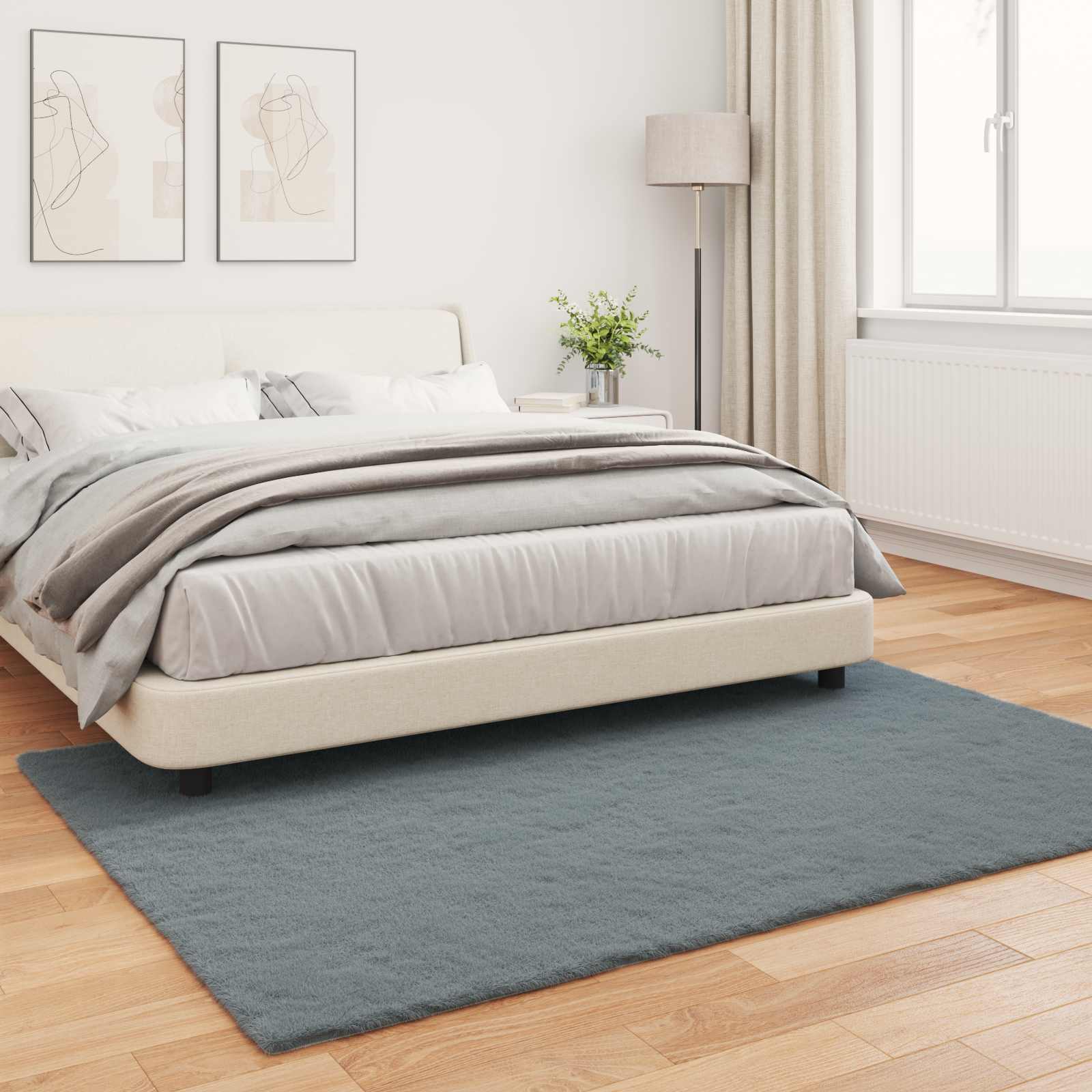 vidaXL Anti-Slip Faux Rabbit Fur Rug OLITE Anthracite 120 x 170 cm 4