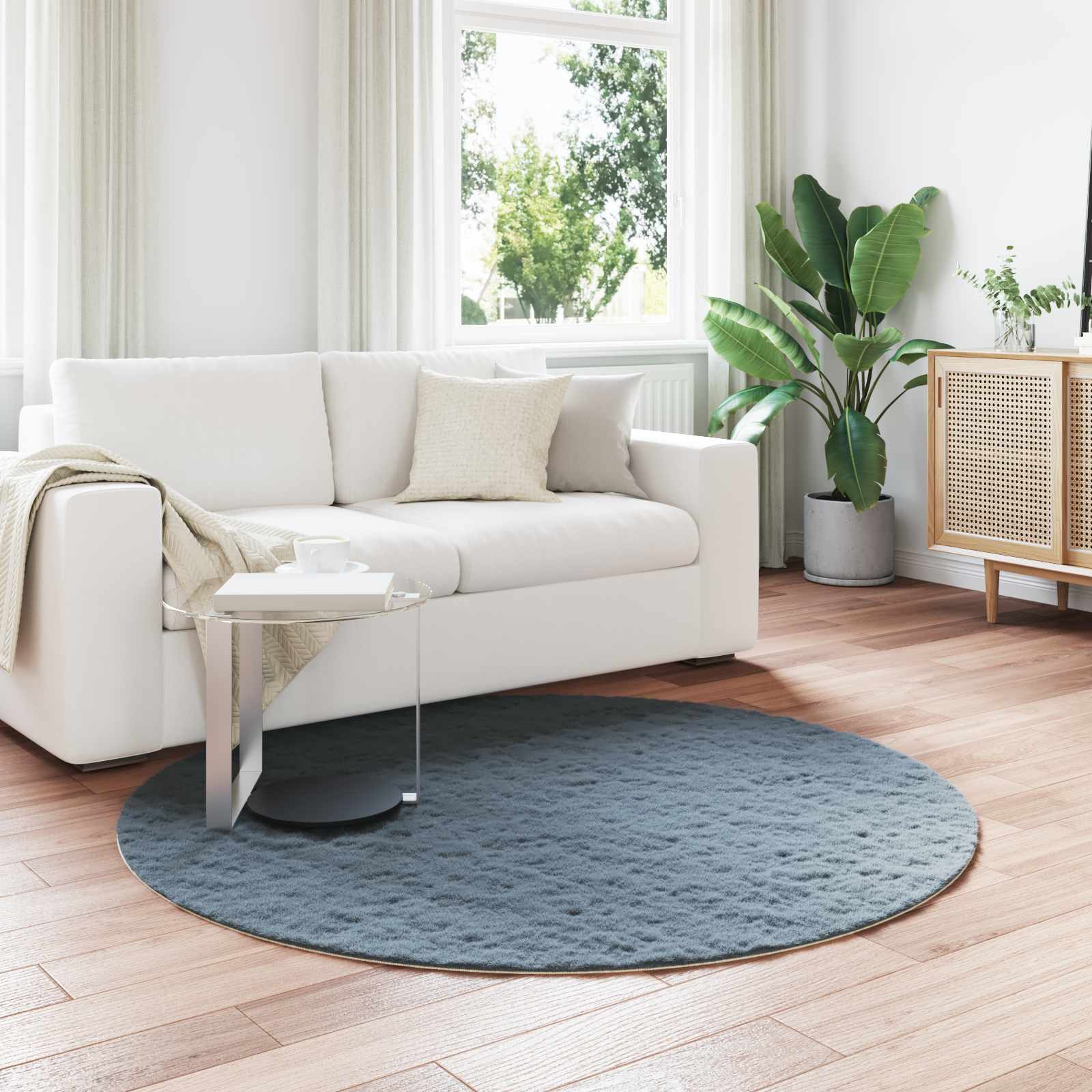 vidaXL Anti-Slip Faux Rabbit Fur Rug OLITE Anthracite Ø 160 cm 1