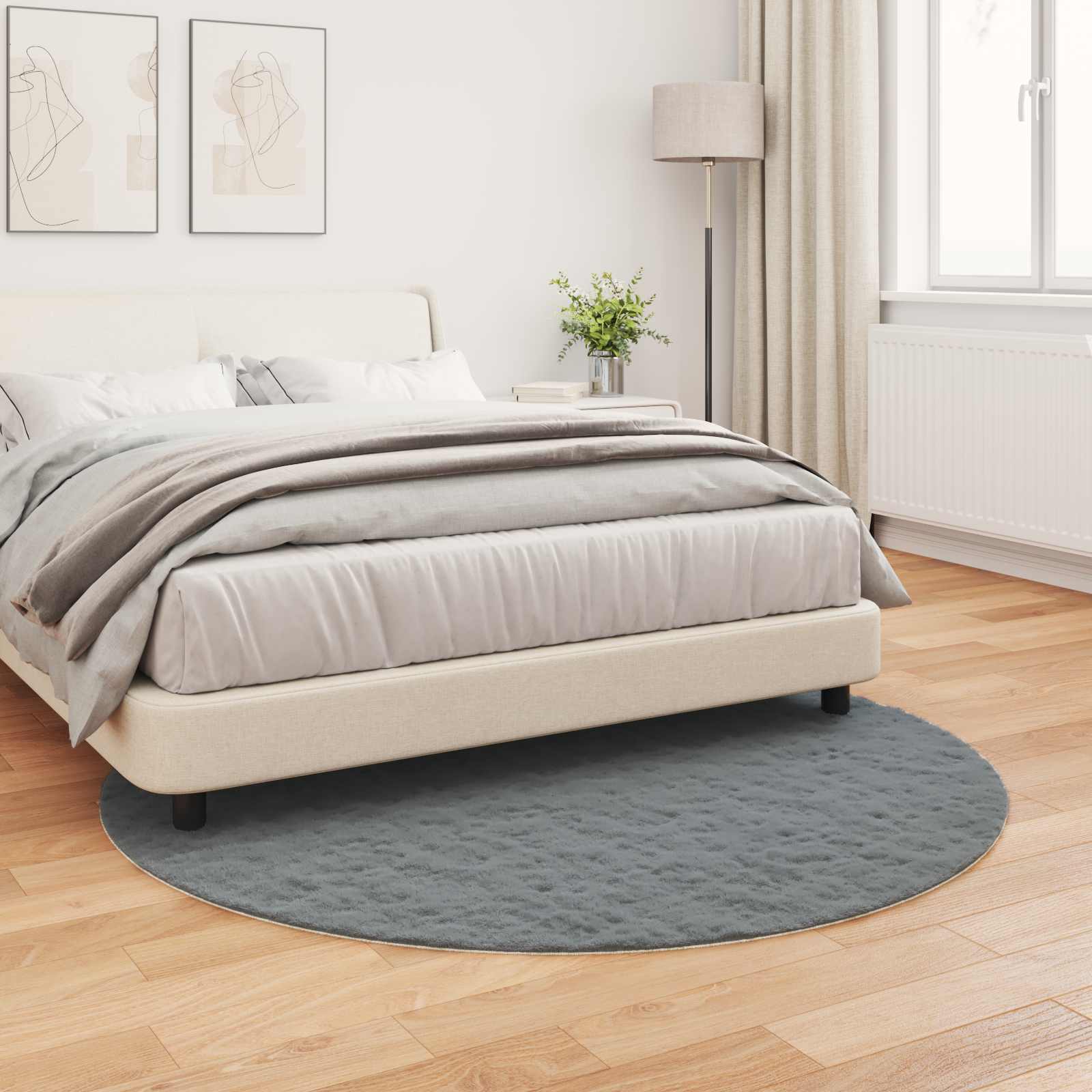 vidaXL Anti-Slip Faux Rabbit Fur Rug OLITE Anthracite Ø 200 cm 4