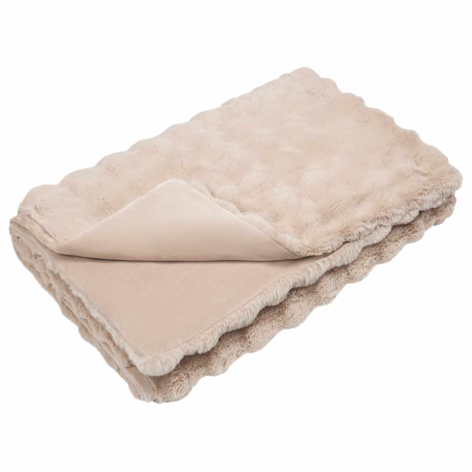 vidaXL Anti-Slip Faux Rabbit Fur Blanket Olite Beige 130 x 150 cm 2