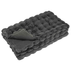 vidaXL Anti-Slip Faux Rabbit Fur Blanket Olite Dark Grey 130 x 150 cm 2