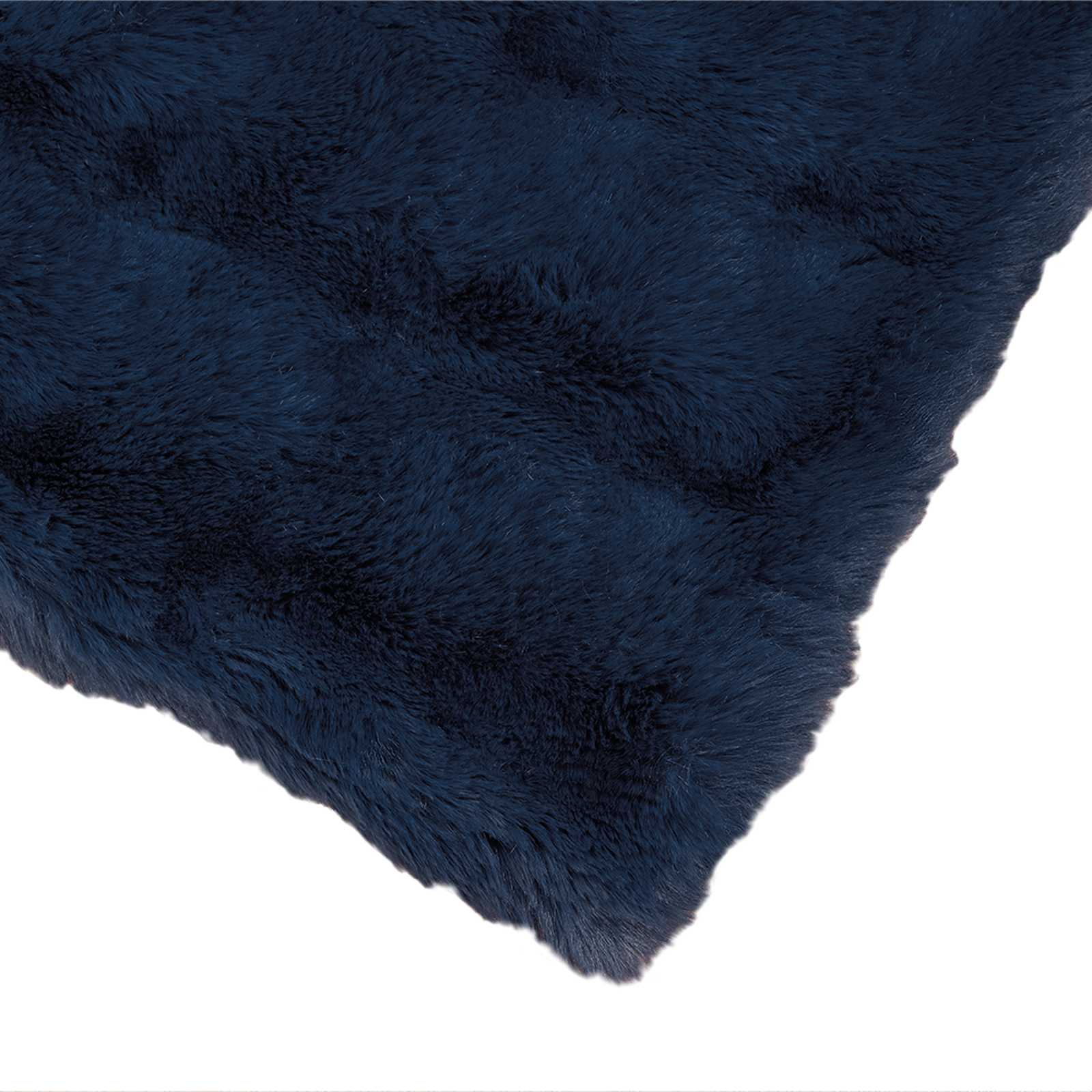 vidaXL Anti-Slip Faux Rabbit Fur Blanket Olite Marine Blue Polyester 6