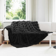 Anti-Slip Faux Rabbit Fur Blanket OLITE Black