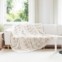 Anti-Slip Faux Rabbit Fur Blanket OLITE White
