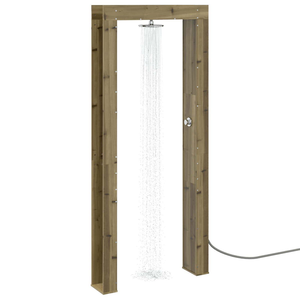 Outdoor Shower 226 cm Solid Pine Wood and Stainless Steel Natural impregnated