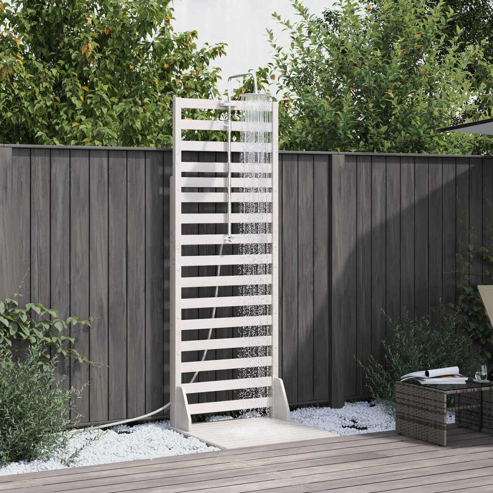 Outdoor Shower 225 cm Solid Pine Wood and Stainless Steel White pine