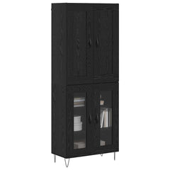Highboard 69.5x34x180 cm Engineered Wood 2 Glass Doors Black oak