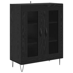 Highboard 69.5x34x180 cm Engineered Wood 2 Glass Doors Black oak