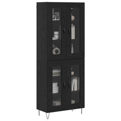 Highboard 69.5x34x180 cm Engineered Wood 2 Glass Doors Black oak