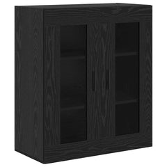 Highboard 69.5x34x180 cm Engineered Wood 2 Glass Doors Black oak