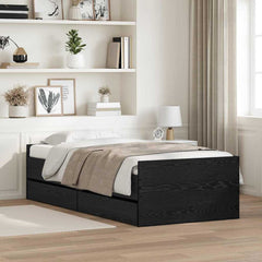 Bed Frame with Drawers without Mattress 100x200 cm Black oak