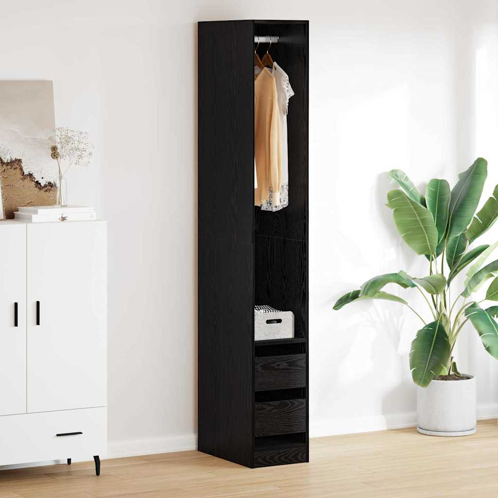 Wardrobe Engineered Wood 30 x 50 x 200 cm 2 Drawers Black oak