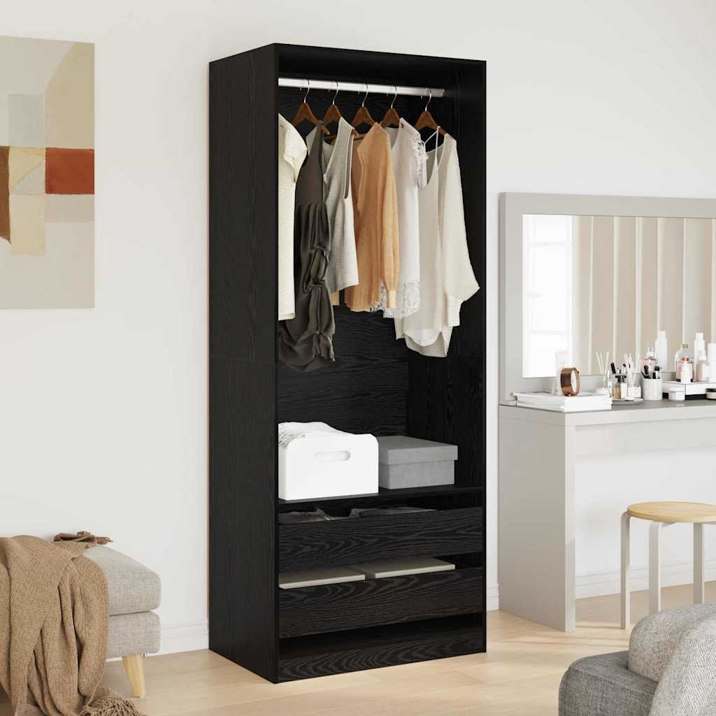 Wardrobe Engineered Wood 80 x 50 x 200 cm 2 Drawers Black oak