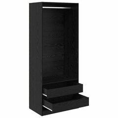 Wardrobe Engineered Wood 80 x 50 x 200 cm 2 Drawers Black oak