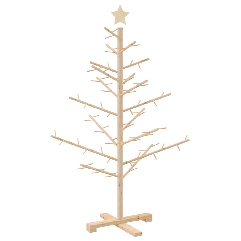 vidaXL Wooden Christmas Tree with Stand Natural 125 cm Solid pine wood 2