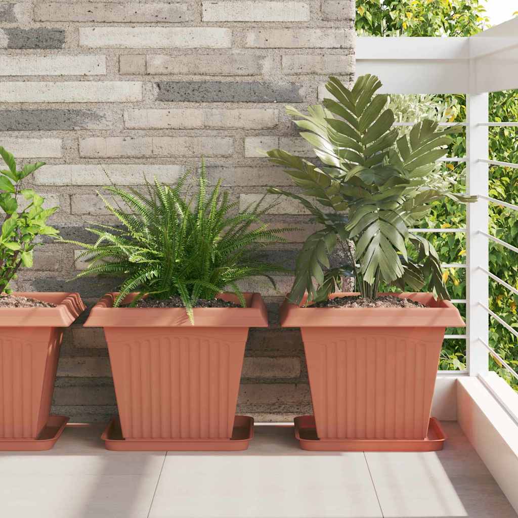 vidaXL Square Flower Pot 6 pcs Brick Red 38 x 38 x 30 cm Plastic 1
