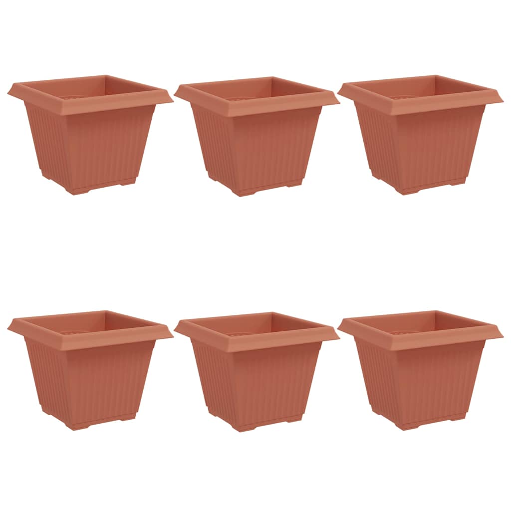 vidaXL Square Flower Pot 6 pcs Brick Red 38 x 38 x 30 cm Plastic 2