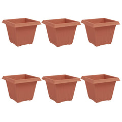 vidaXL Square Flower Pot 6 pcs Brick Red 38 x 38 x 30 cm Plastic 2
