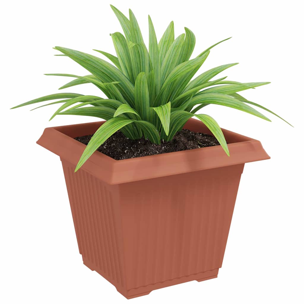 vidaXL Square Flower Pot 6 pcs Brick Red 38 x 38 x 30 cm Plastic 3