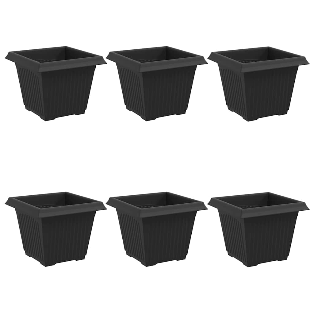 vidaXL Square Flower Pot 6 pcs Black 33 x 33 x 26 cm Plastic 2